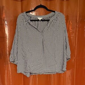 Crown & Ivy Black and White Checkered Blouse